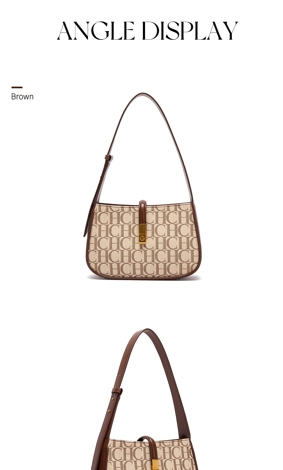Luxury Baguette Shoulder Bag – Monogram PU Leather Handbag for Women