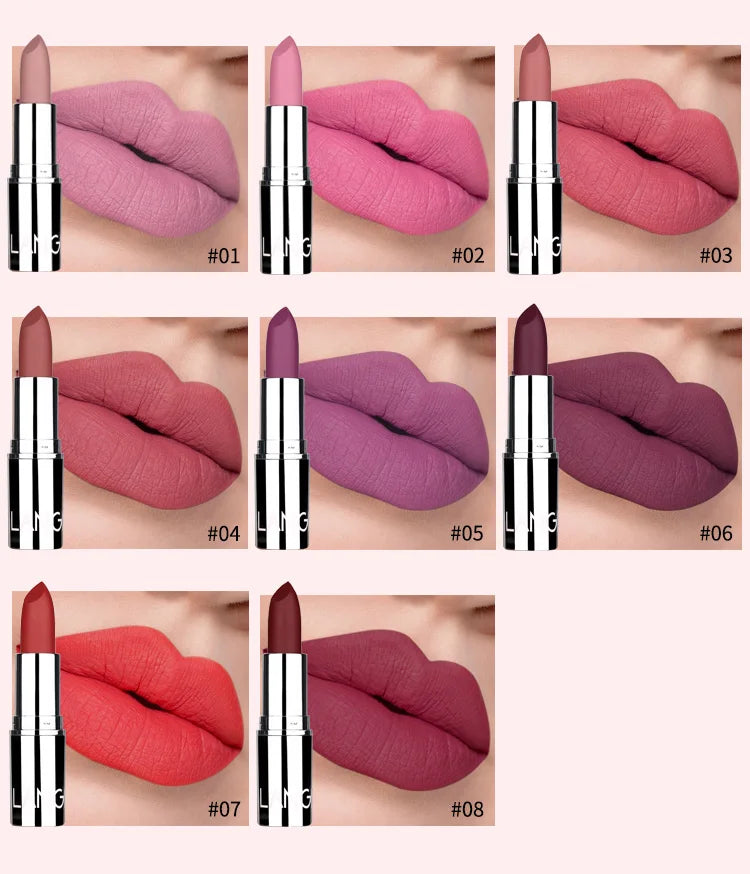 Langmani Silver Tube Matte Lipstick Non Staying Cup Makeup Lipstick  8 colors available Nanasbeautyholic