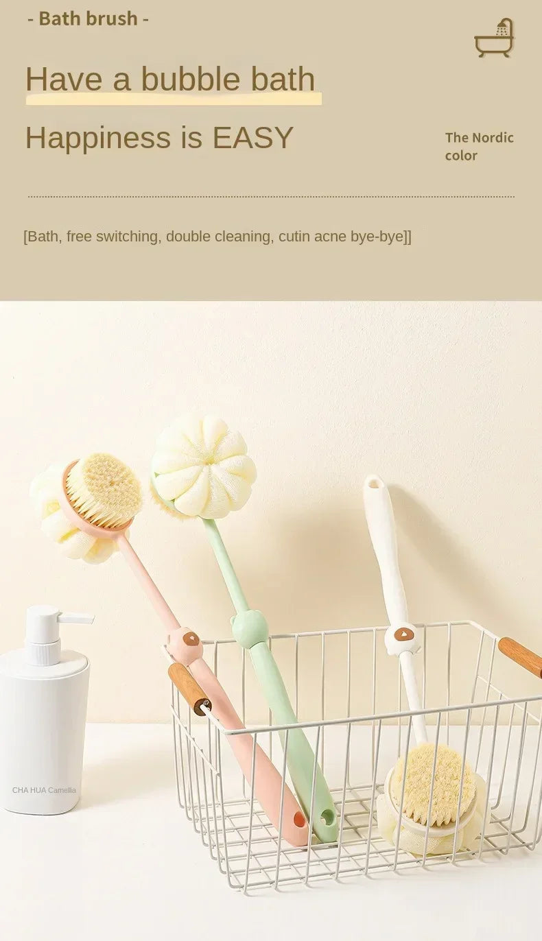 Bath Brush Back Body Bath Shower Sponge Scrubber Brushes With Handle Exfoliating Scrub Skin Massager Exfoliation Bathroom Brush Nanasbeautyholic