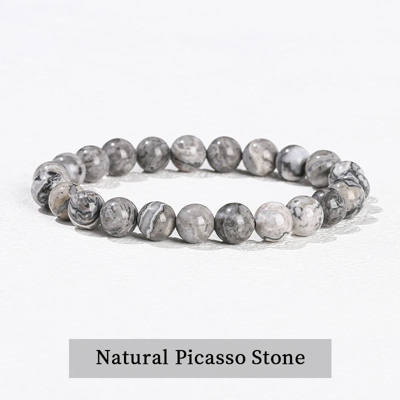 Natural Gemstone Bead Bracelet — Amethyst, Tiger Eye, Crystal, Agate & More | Reiki Healing Jewelry