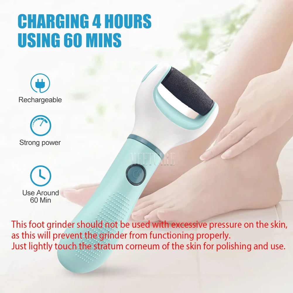 Auto Wireless Electric Foot Grinder Removal Dead Skin Calluses Cracks Hard Skin Pedicure Care Tool Waterproof Foot Cleaner ﻿ Nanasbeautyholic