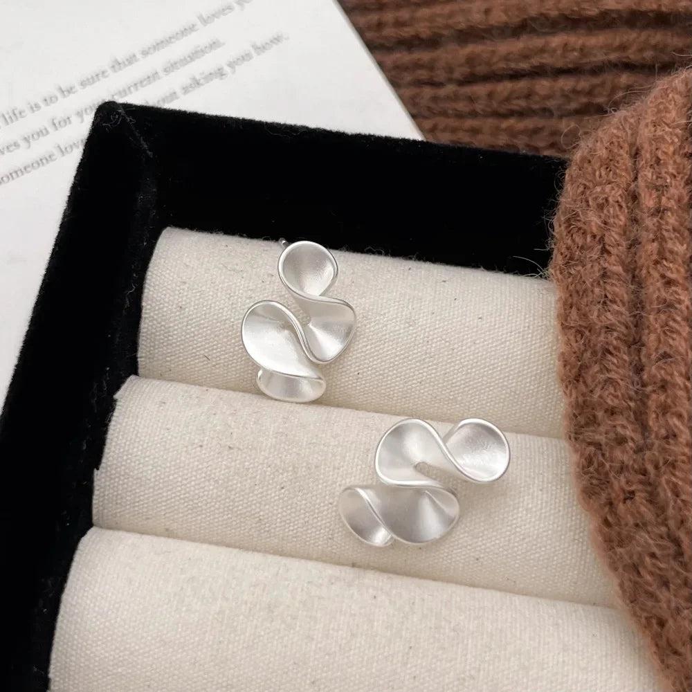 Sterling Silver Twisted Flower Stud Earrings — 18K Gold Plated, Minimalist Fine Jewelry