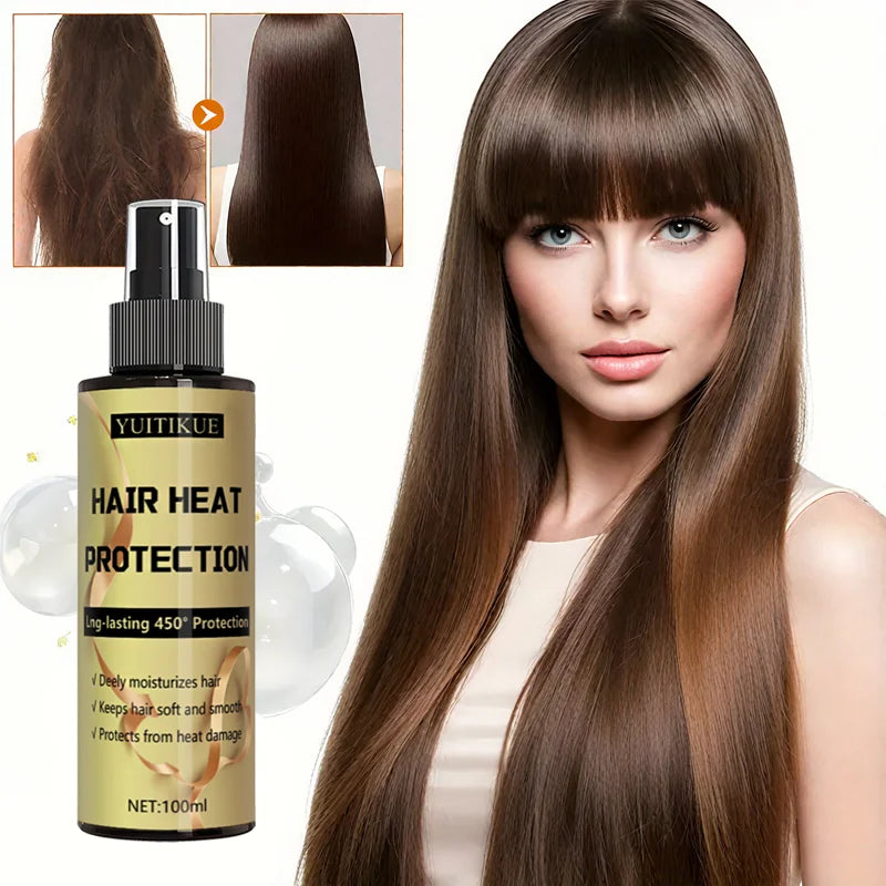 Hair heat protection spray, long-lasting protection up to 450 degrees, deeply moisturizes hair, making it soft and smooth. Nanasbeautyholic