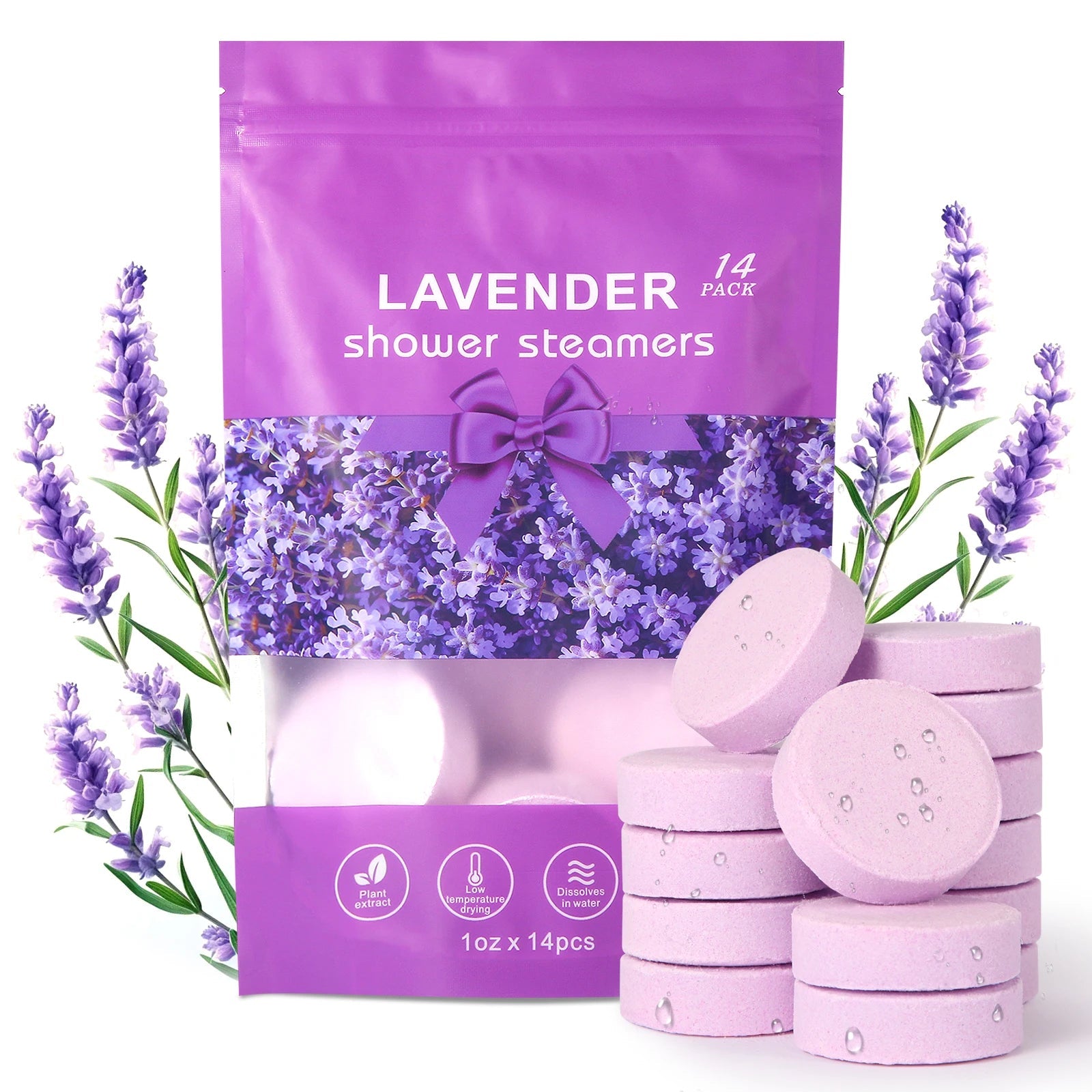 Lavender Shower Bomb Natural Essential Oil Shower Moisturizing Stress Relieving Bath Salt Tablets Suitable for Women and Men Nanasbeautyholic