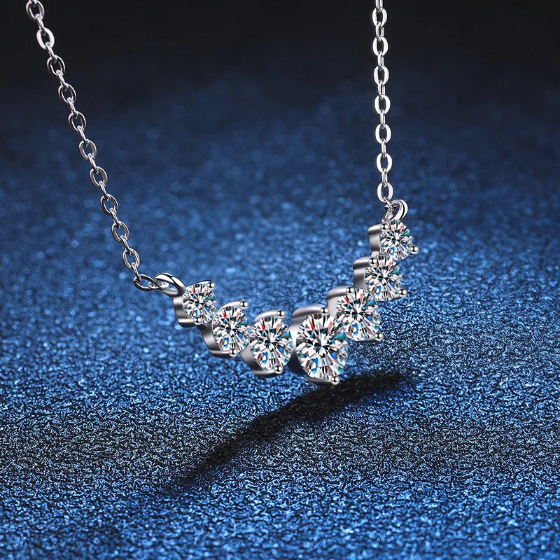 Oval Moissanite Pendant Necklace | 925 Silver 18K White Gold Plated | D Color VVS1 | GRA Certified | DOTEFFIL
