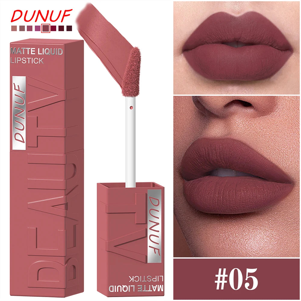 8Pcs/Set Nude Brown Matte Liquid Lipstick Velvet Sexy Dark Red Lip Glaze Non-stick Cup Not Easy To Fade Lip Gloss Lipstick Makeu Nanasbeautyholic
