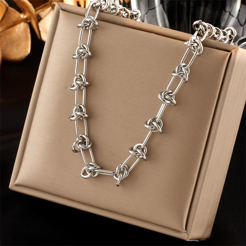 Twist Knot Necklace & Bracelet Set – 316L Stainless Steel, Gold & Silver