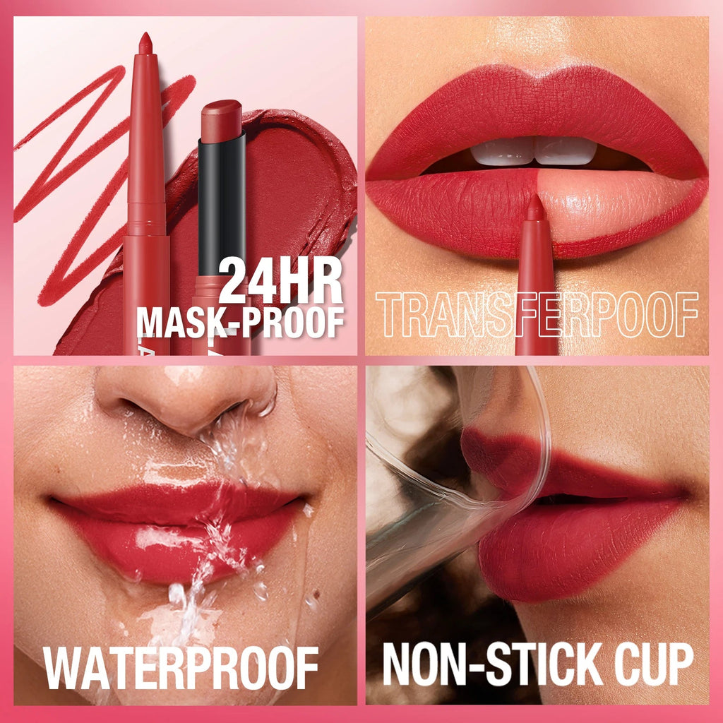 Integrated waterproof lipliner+lipstick lipstick lipstick set,no smudge,no fade,no cup,durable,easy to create a perfect makeup! Nanasbeautyholic