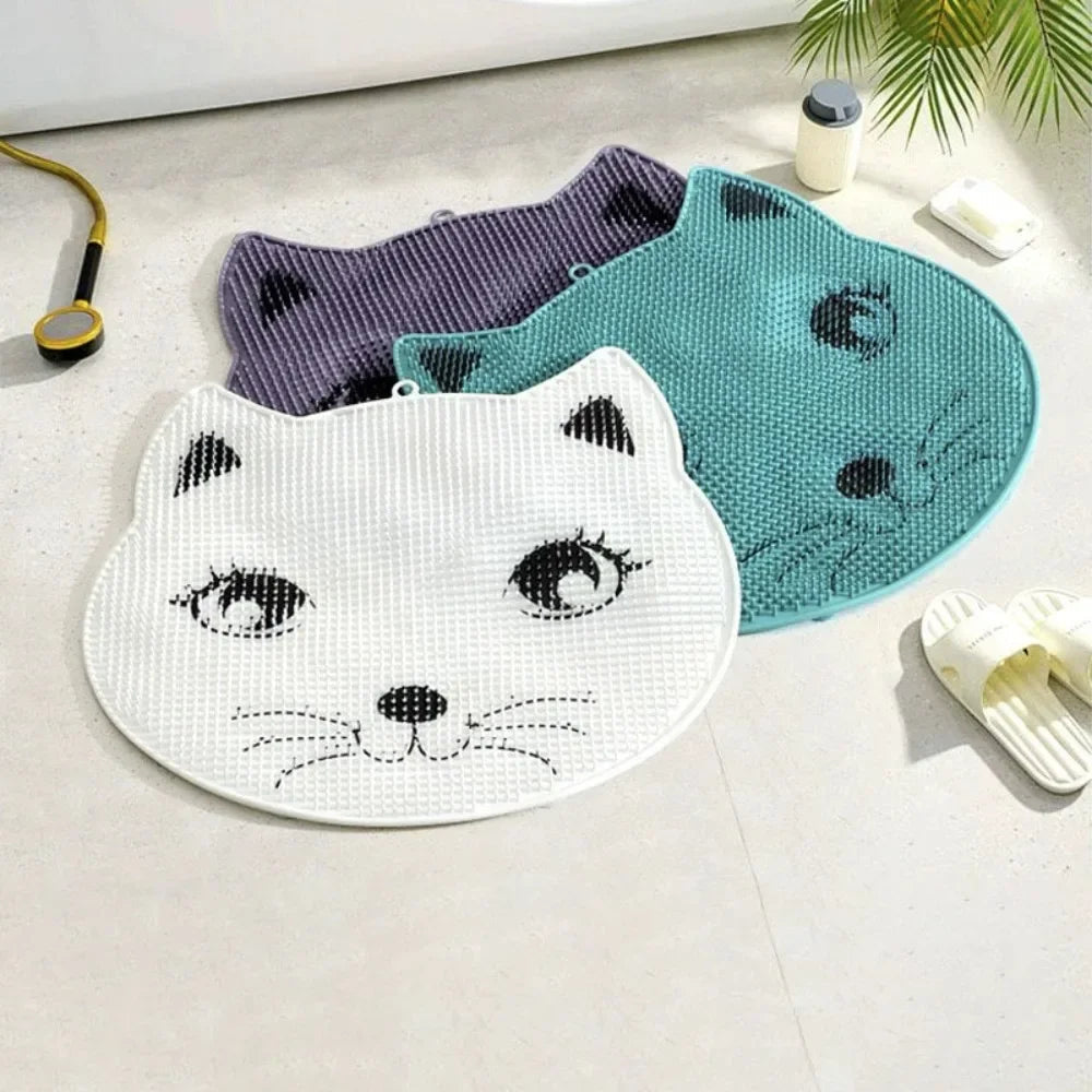 1pc Exfoliating Shower Massage Brush Silicone Back Massager Foot Scrubber Bathroom Non-slip Bath Mat Body Cleaning Bathing Tools Nanasbeautyholic