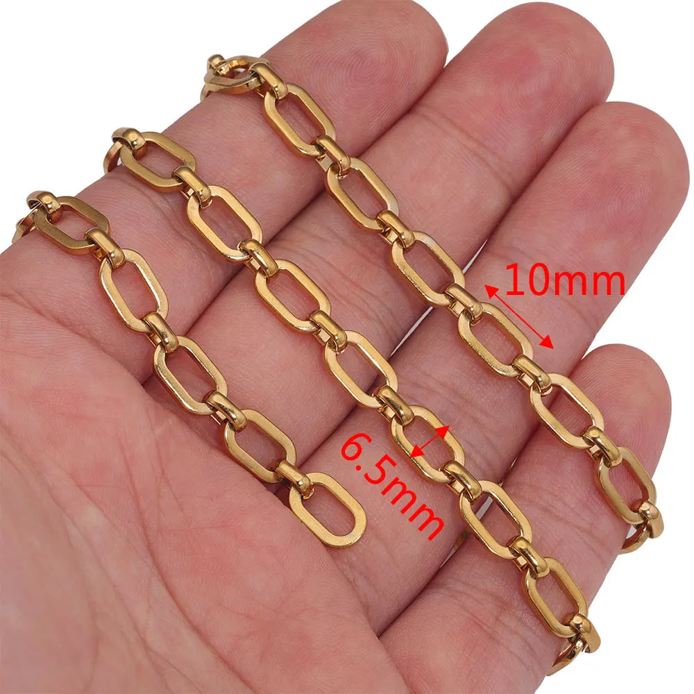 1 Meter 18K Gold Plated Stainless Steel Link Chain for Jewelry Making – Bulk Rolo Cable Necklace & Bracelet Chain