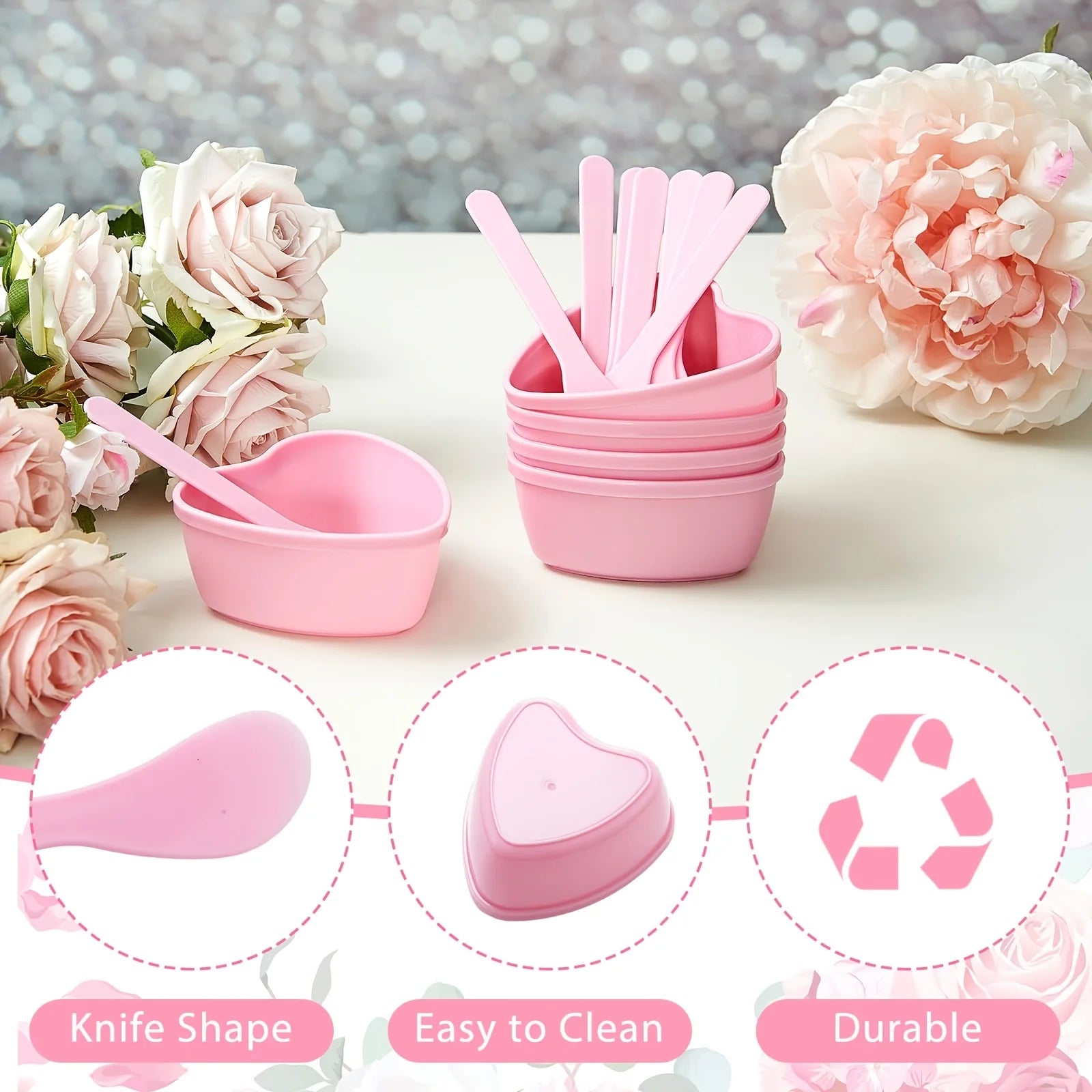 6-Piece Heart-Shaped Facial Mask Mixing Set - Pink
