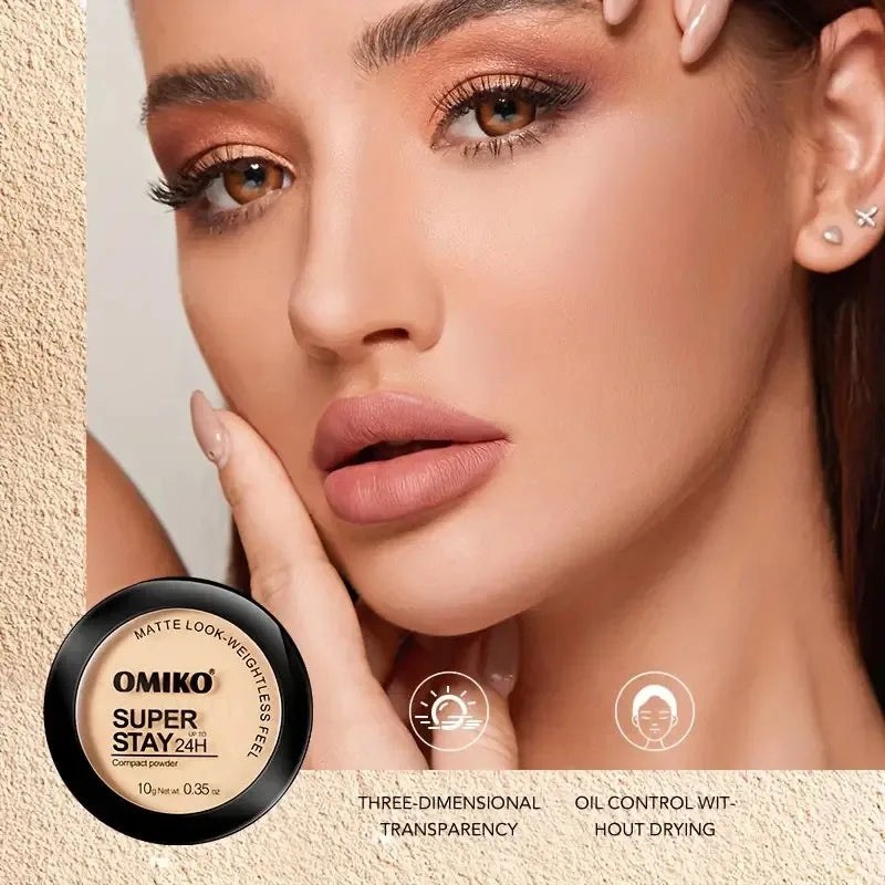 Pressed Powder Waterproof Long-lasting Full Coverage Face Compact Setting Powder Makeup Foundation Oil 3 Color Control Cosmetics Nanasbeautyholic