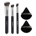 Maange 3Pcs Makeup Brushes + 2Pcs Triangle Powder Puff Set