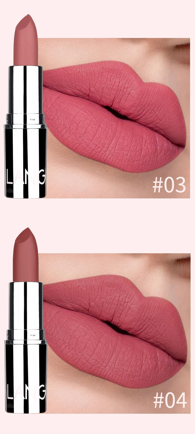 Langmani Silver Tube Matte Lipstick Non Staying Cup Makeup Lipstick  8 colors available Nanasbeautyholic