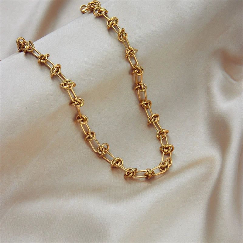Twist Knot Necklace & Bracelet Set – 316L Stainless Steel, Gold & Silver