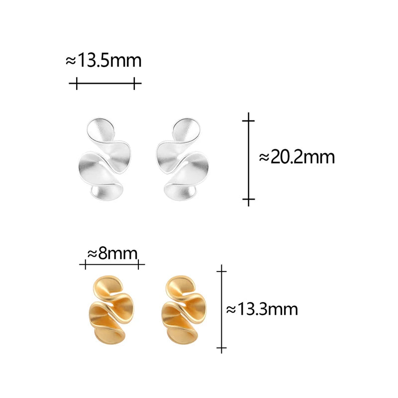 Sterling Silver Twisted Flower Stud Earrings — 18K Gold Plated, Minimalist Fine Jewelry