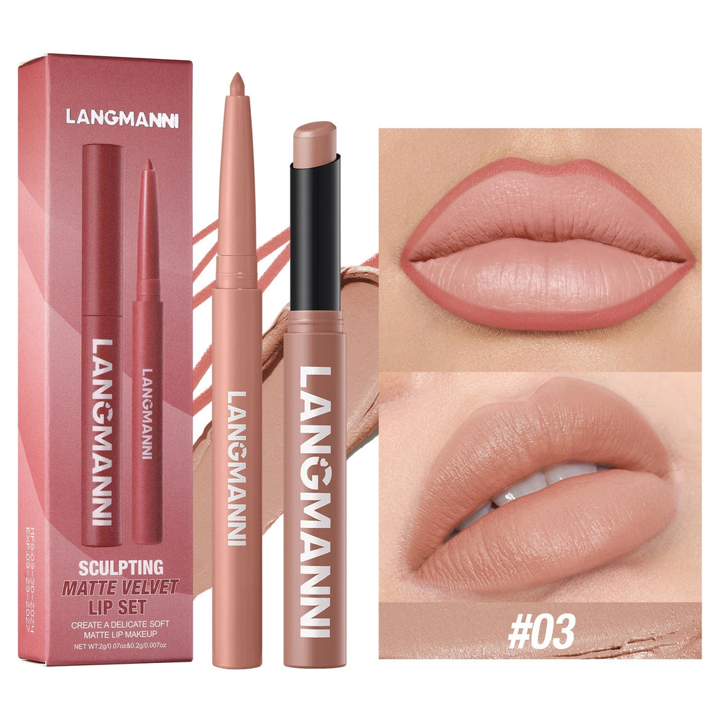 Integrated waterproof lipliner+lipstick lipstick lipstick set,no smudge,no fade,no cup,durable,easy to create a perfect makeup! Nanasbeautyholic