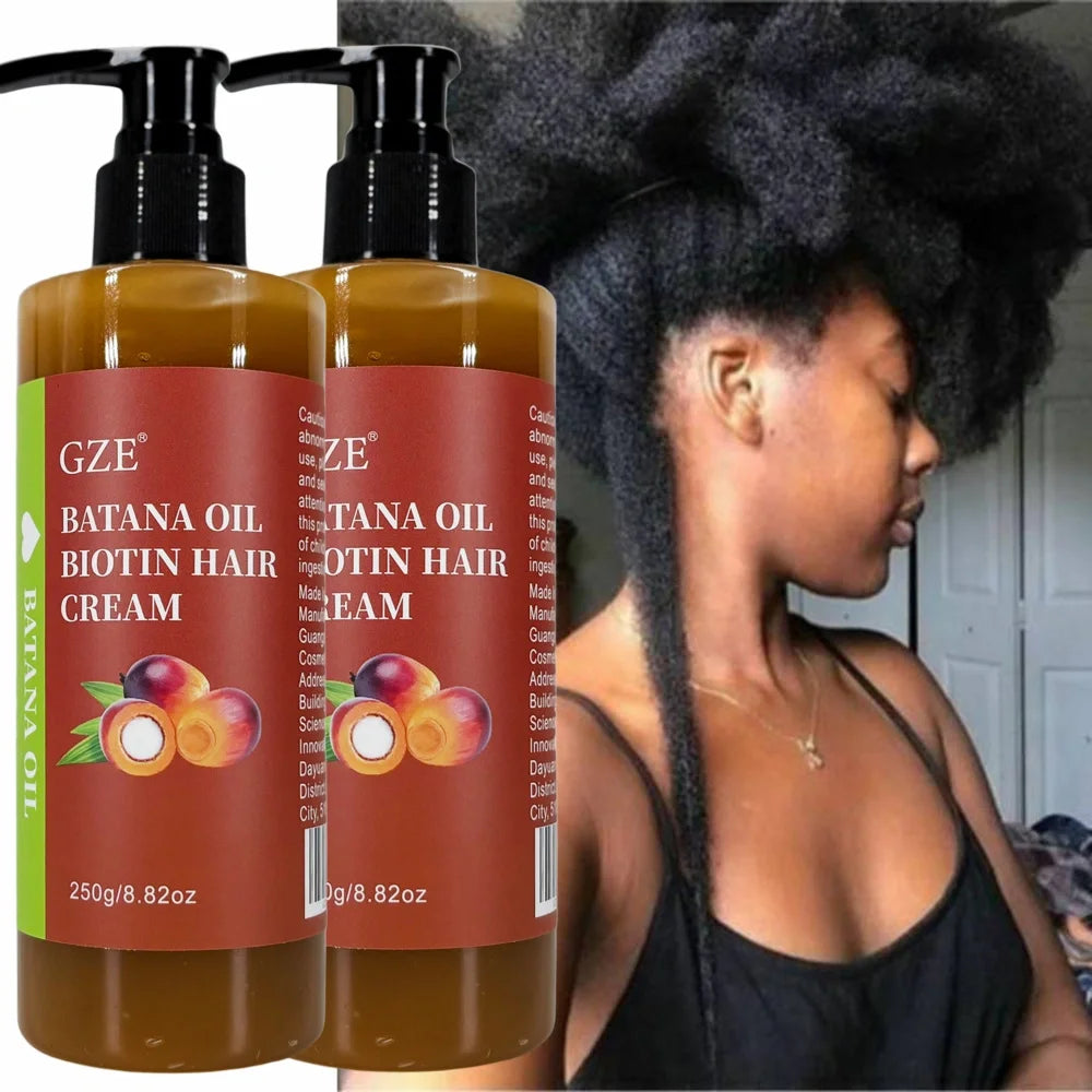 2 Pack GZE Batana Oil Biotin Hair Cream Strong Hair Anti-Breakage Repair Split Ends Silky For Dry Hair Nanasbeautyholic