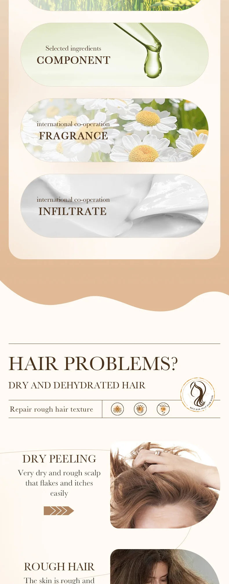 BIOAQUA Rice Milk Hair Mask 5 Seconds Soft Natural Repair Magical Prevent Dryness Split Damage Beauty Frizz Hair Care Nanasbeautyholic