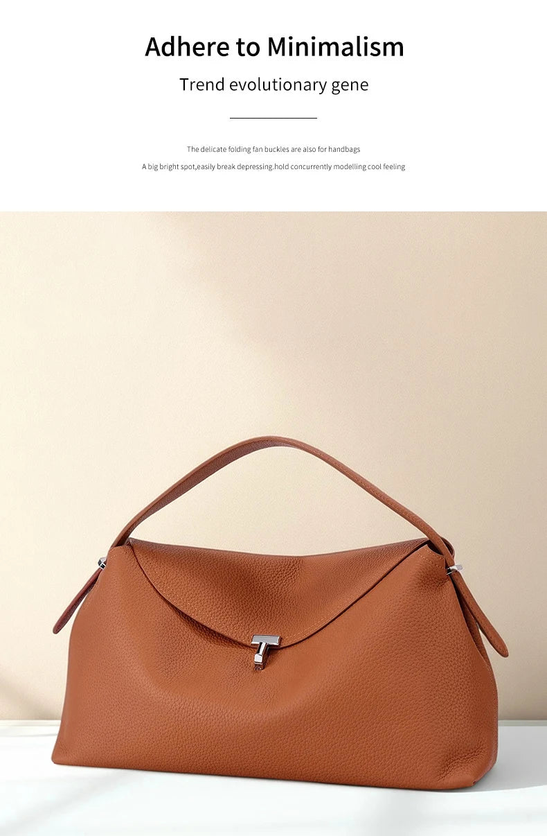 Genuine Cowhide Leather Shoulder Bag – Large Capacity Luxury Handbag for Women