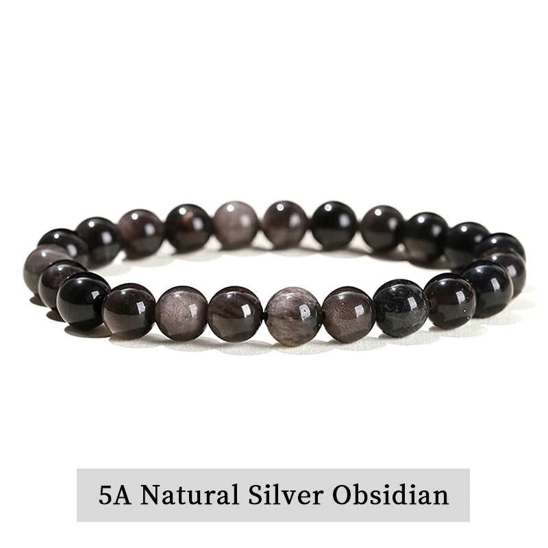 Natural Gemstone Bead Bracelet — Amethyst, Tiger Eye, Crystal, Agate & More | Reiki Healing Jewelry