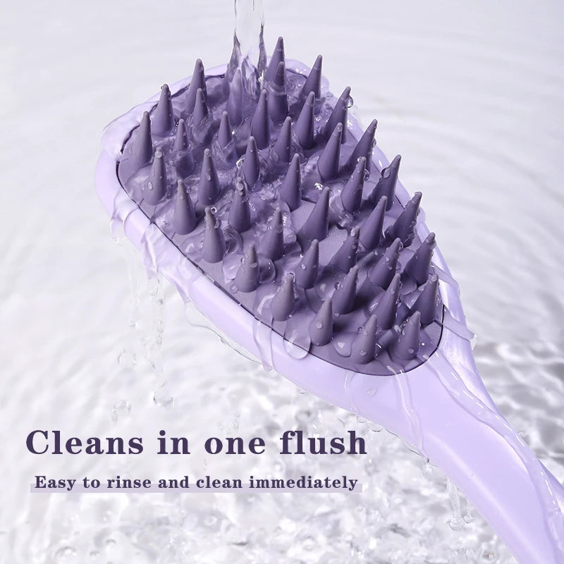 Long Handle Shampoo Brush Silicone Scalp Massage Comb Hair Washing Brush Head Massager Bath Brush Body Scrubber Hair Accessories Nanasbeautyholic