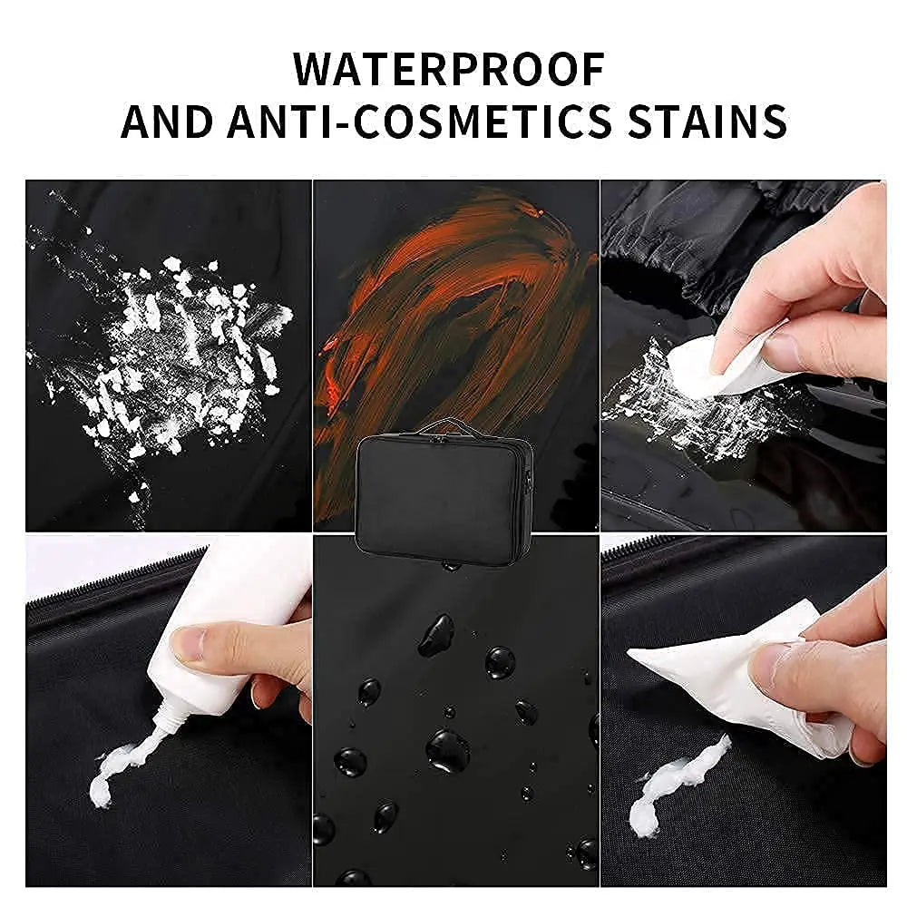 Large capacity travel makeup case, portable artist organizer with adjustable dividers and shoulder strap for toiletries jewelry Nanasbeautyholic