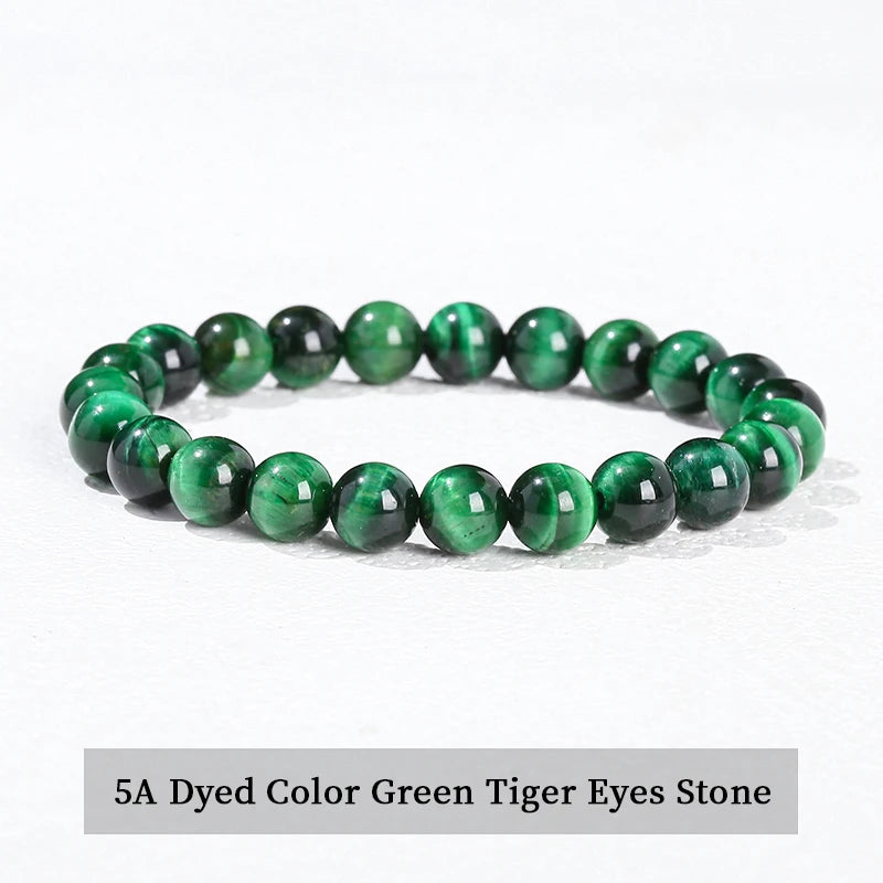 Natural Gemstone Bead Bracelet — Amethyst, Tiger Eye, Crystal, Agate & More | Reiki Healing Jewelry