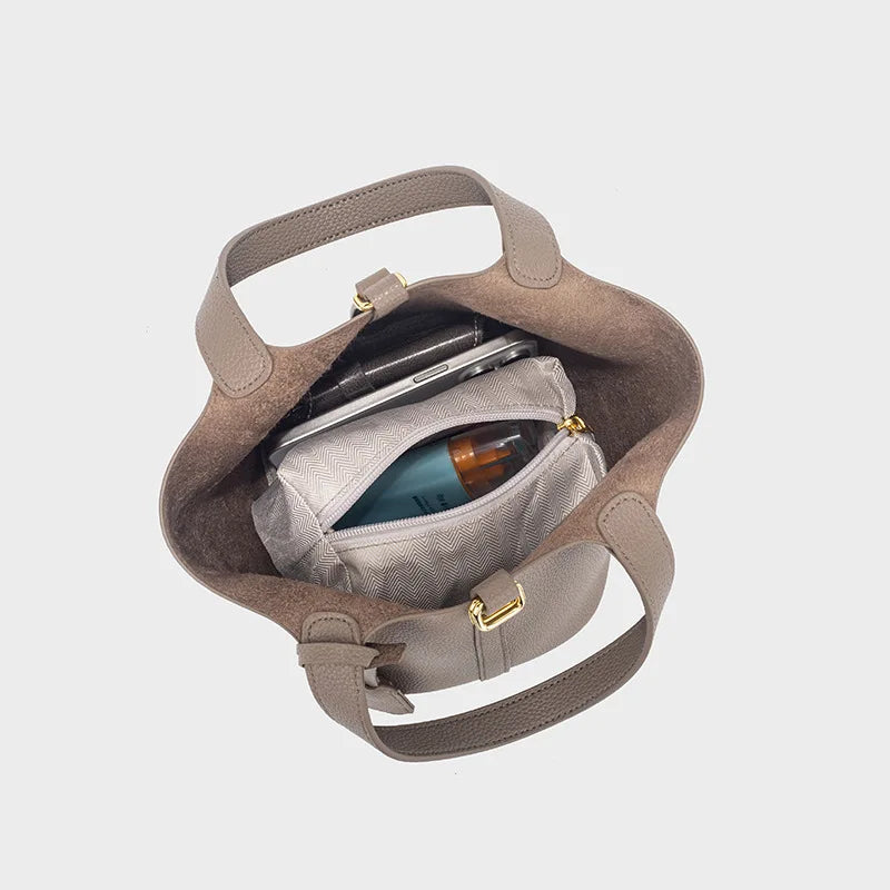 Faux Leather Bucket Bag – Chic & Versatile Women's Handbag