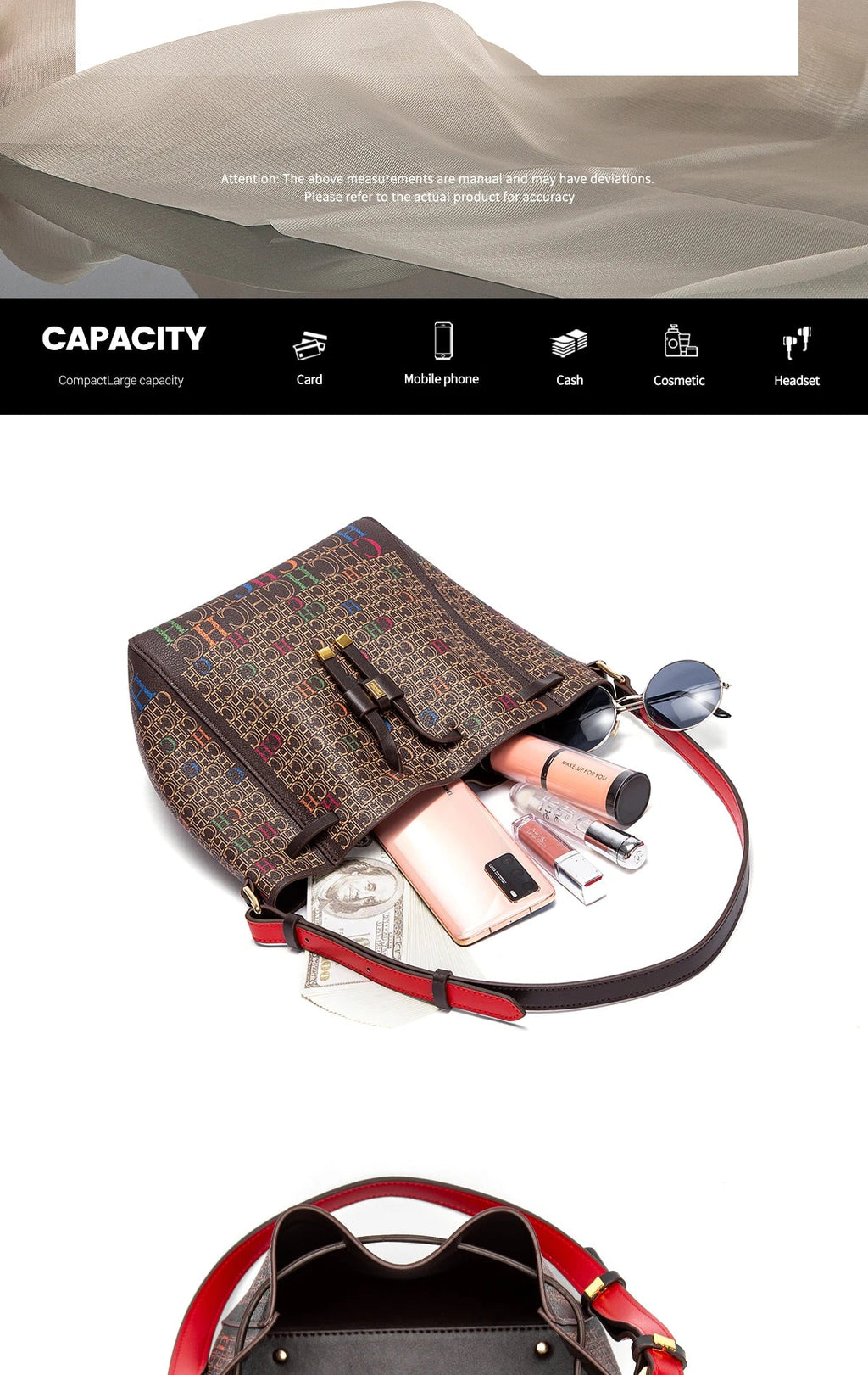 Luxury Classic Women's Handbag Bucket Bag Fashion PVC Printed Shoulder Luxury Brand Women Designer Wallet Classic Nanasbeautyholic