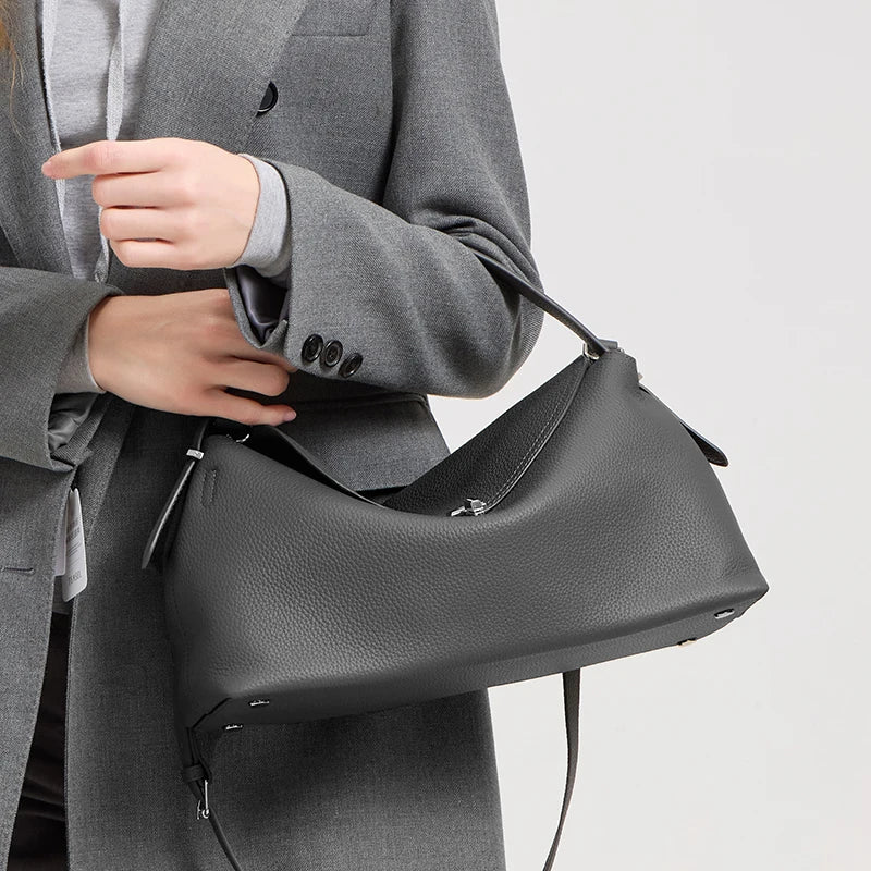 Genuine Cowhide Leather Shoulder Bag – Large Capacity Luxury Handbag for Women