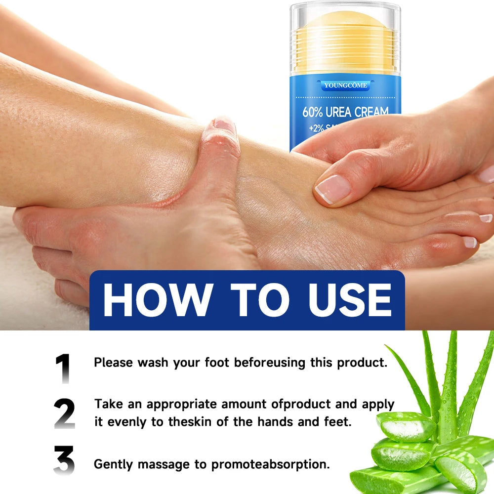 YOUNGCOME 60% Urea Foot Cream with 2% Salicylic Acid – Deep Callus Remover & Moisturizer for Dry Cracked Heels