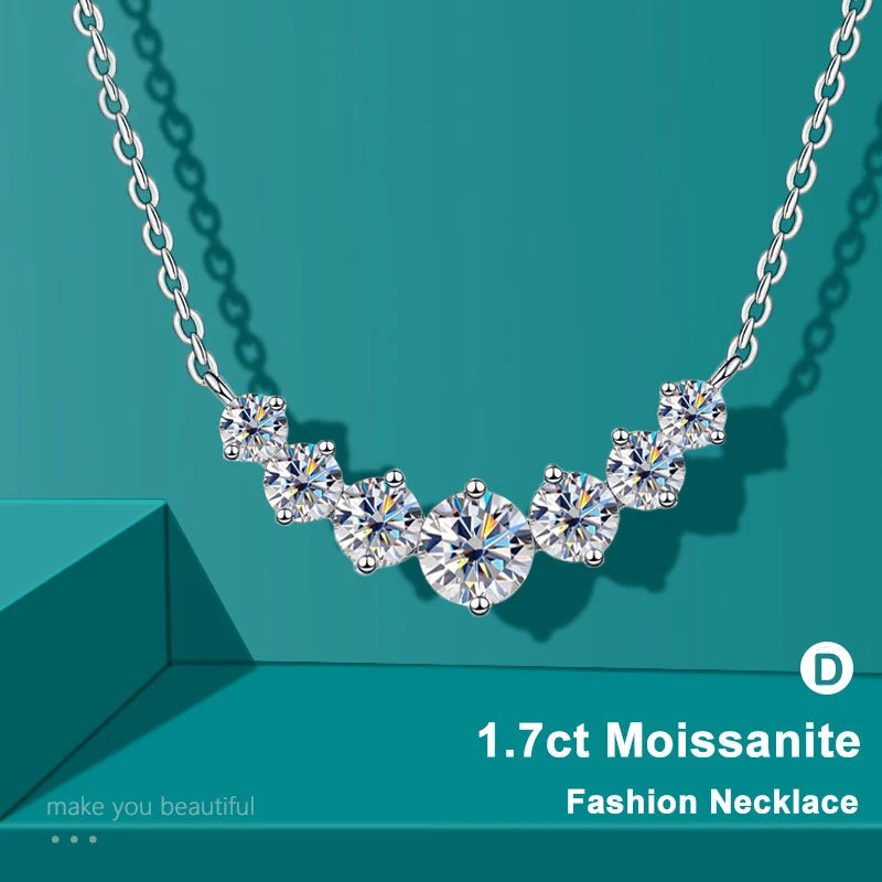 Oval Moissanite Pendant Necklace | 925 Silver 18K White Gold Plated | D Color VVS1 | GRA Certified | DOTEFFIL