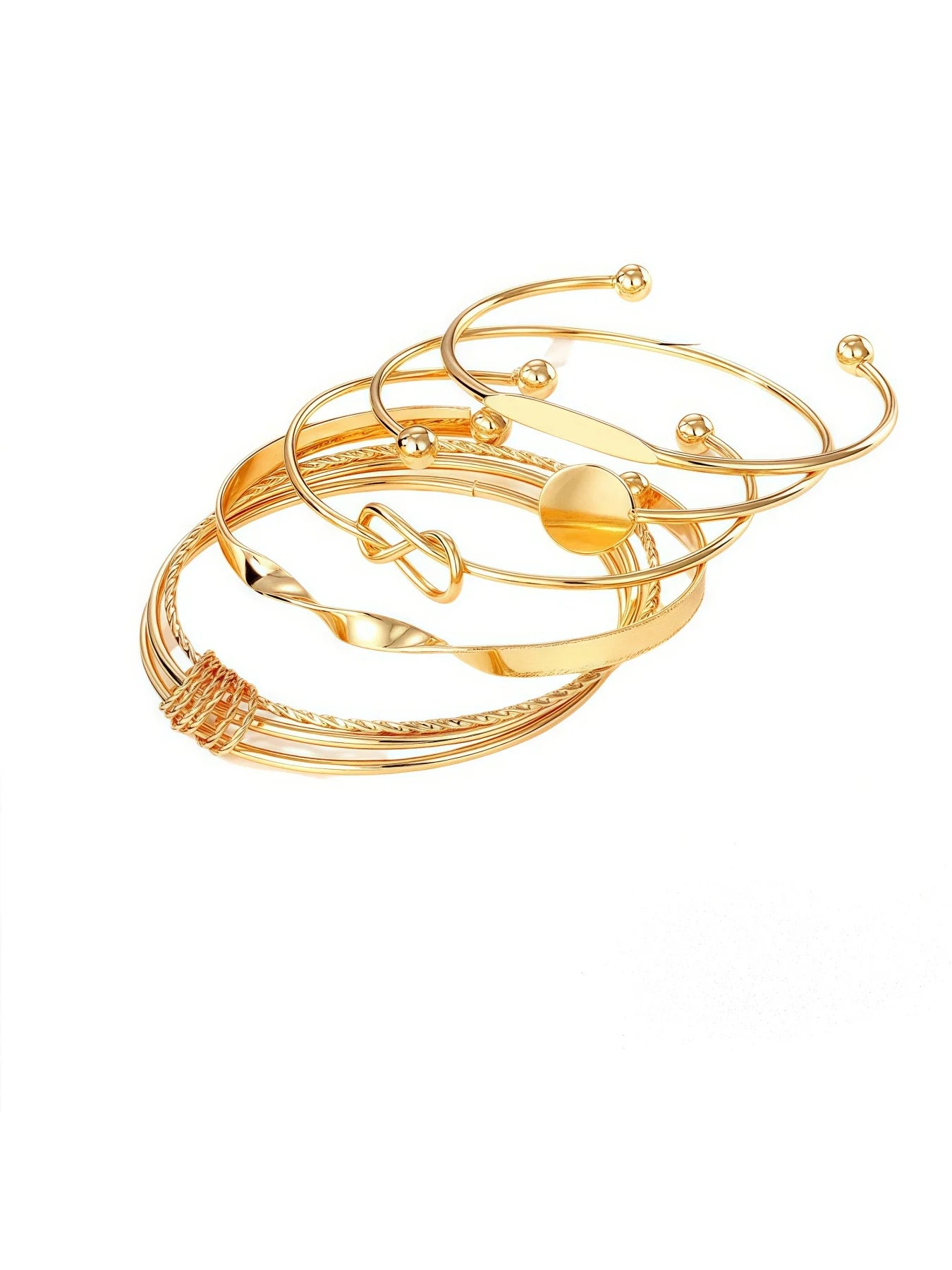 Multilayer Twist Bangle Bracelet Set for Women – 5pcs Stackable Adjustable Punk Jewelry
