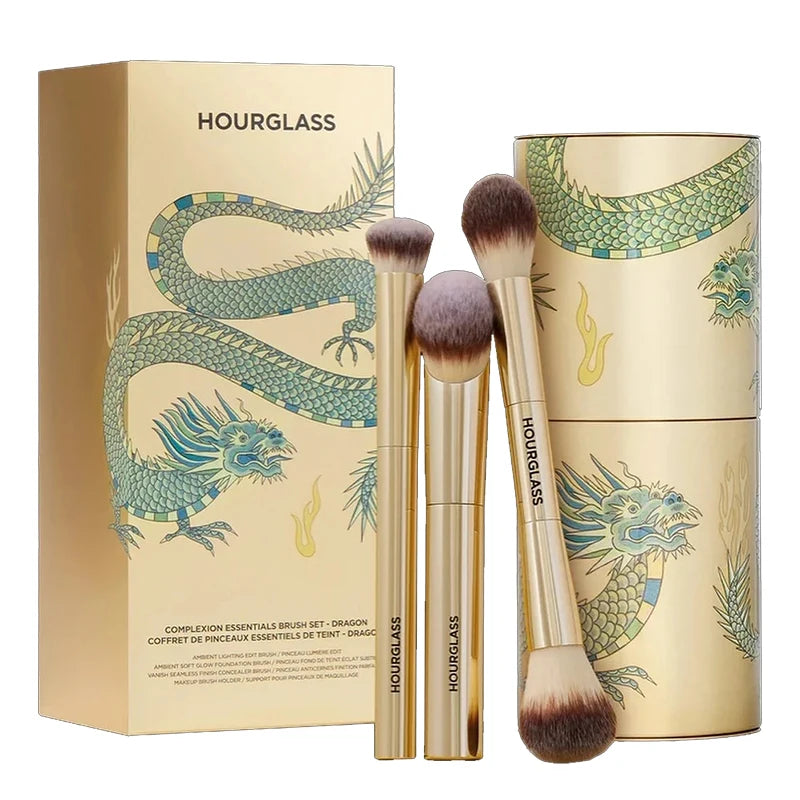 Hourglass Makeup Brush - 3piece Foundation Brush Loose Powder Brush Concealer Brush New Design + Brush Cartridge Nanasbeautyholic