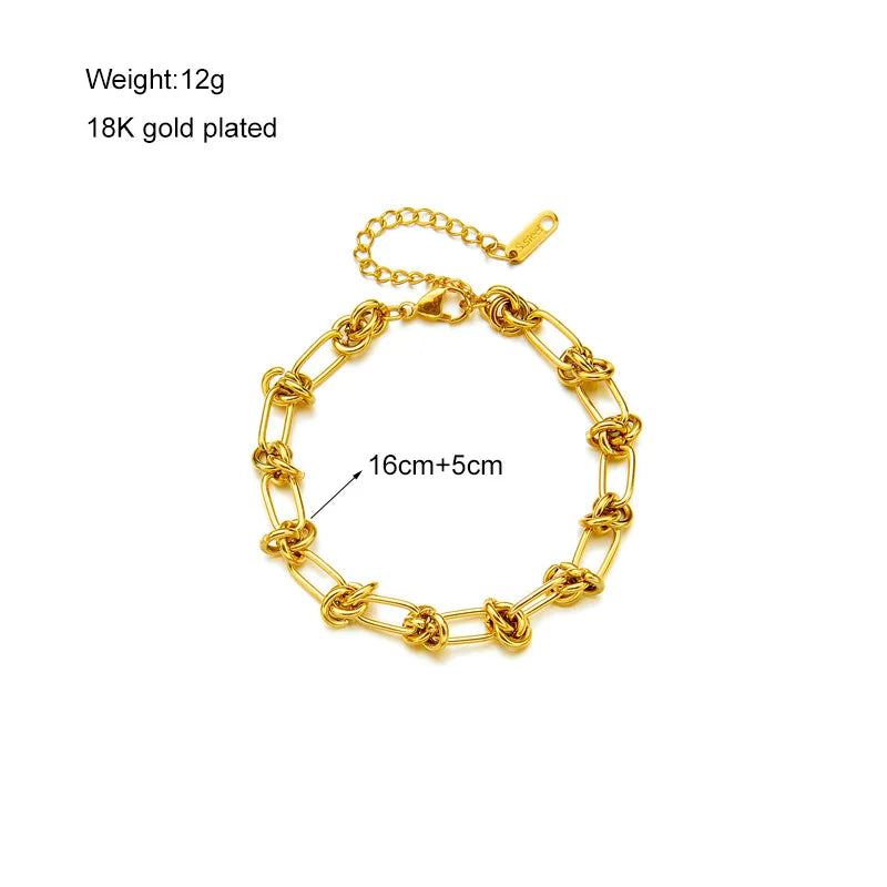Twist Knot Necklace & Bracelet Set – 316L Stainless Steel, Gold & Silver