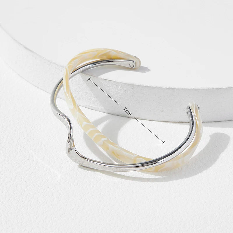 Geometric C-Shape Opening Bangle Bracelet for Women – Trendy Metal Cuff Jewelry Gift