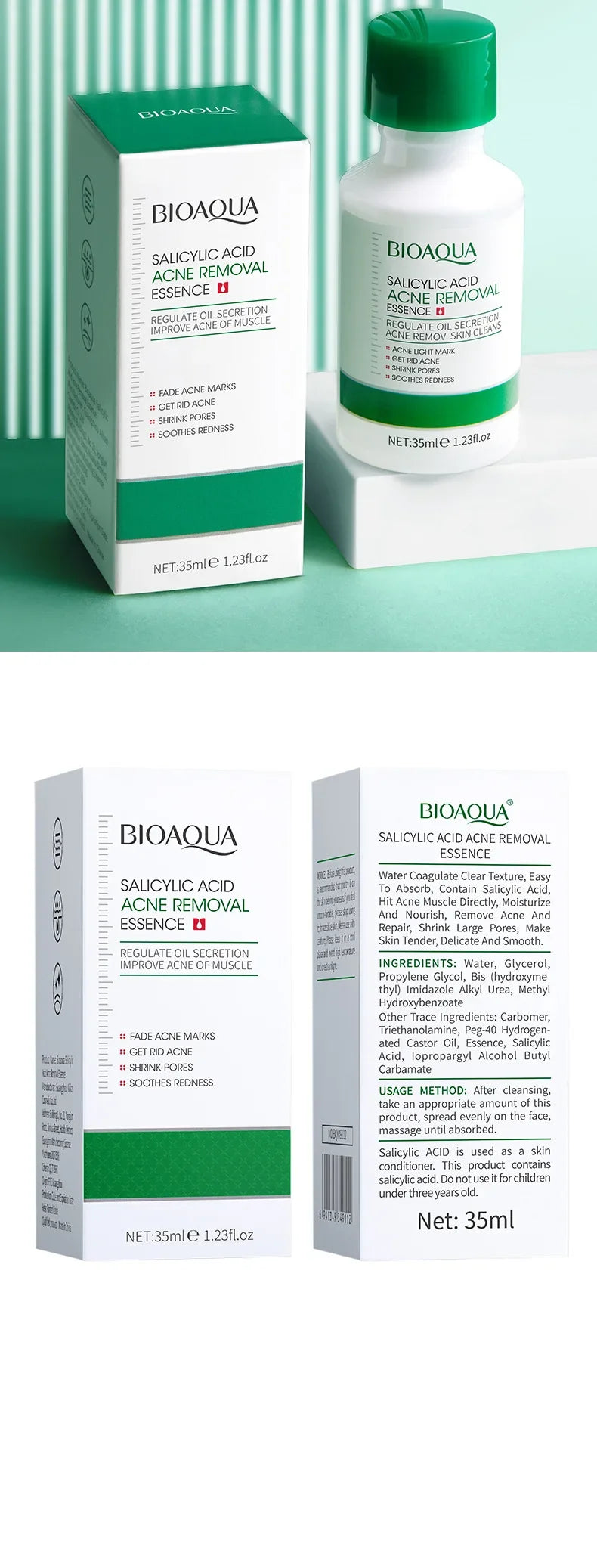 BIOAQUA Salicylic Acid Acne Removing Essence Face Serum skincare Moisturizing Repairing Acne