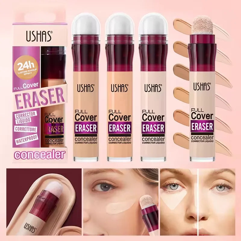 USHAS Sponge Tip Concealer – Full Coverage for Dark Circles, Freckles & Acne | 12 Shades
