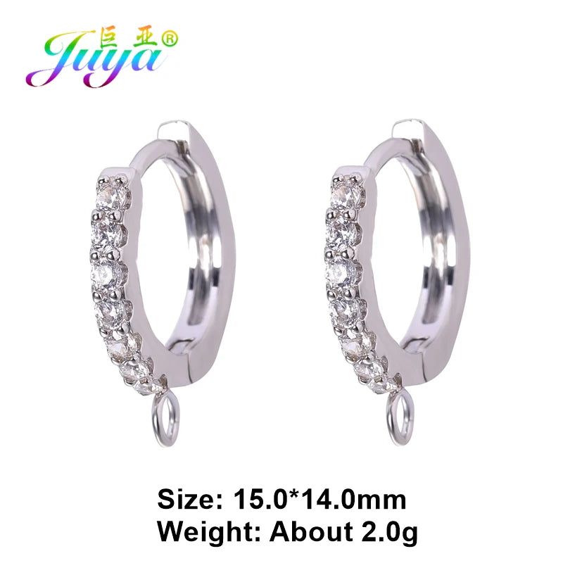 Juya 18K Gold & Silver Plated Earring Hooks – Micro Pave Zircon DIY Jewelry Findings