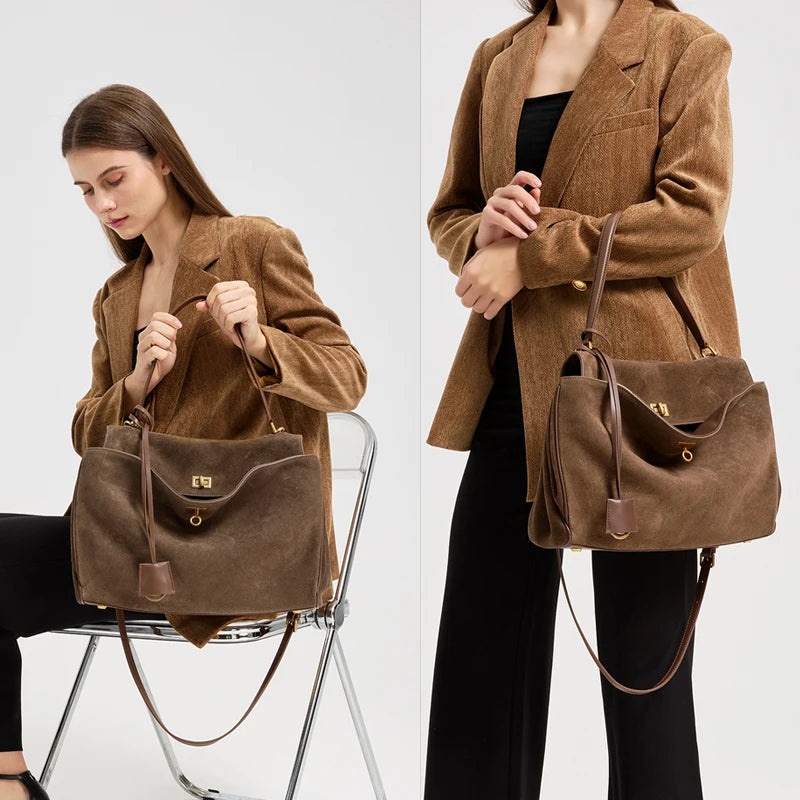 Women's Suede genuine leather Bag Shoulder Handbag Luxury Designer