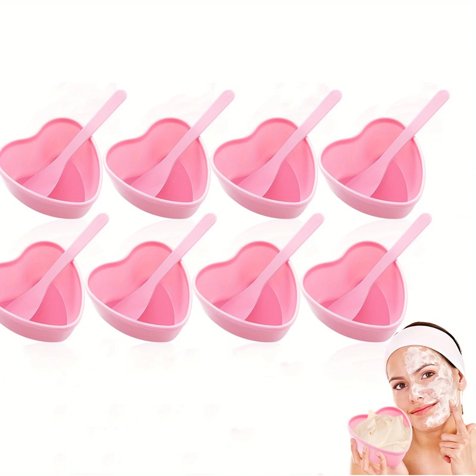 6-Piece Heart-Shaped Facial Mask Mixing Set - Pink