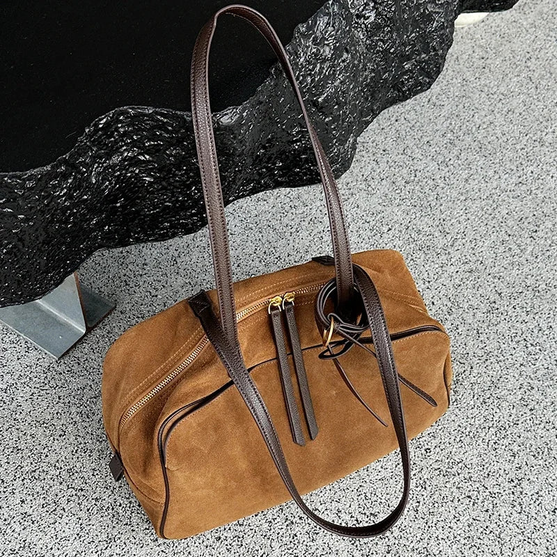Genuine Leather Tote Bag – Soft Cowhide Shoulder Bag for Women