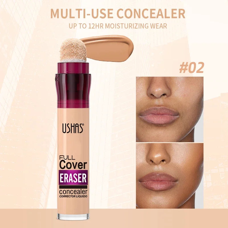 USHAS Sponge Tip Concealer – Full Coverage for Dark Circles, Freckles & Acne | 12 Shades