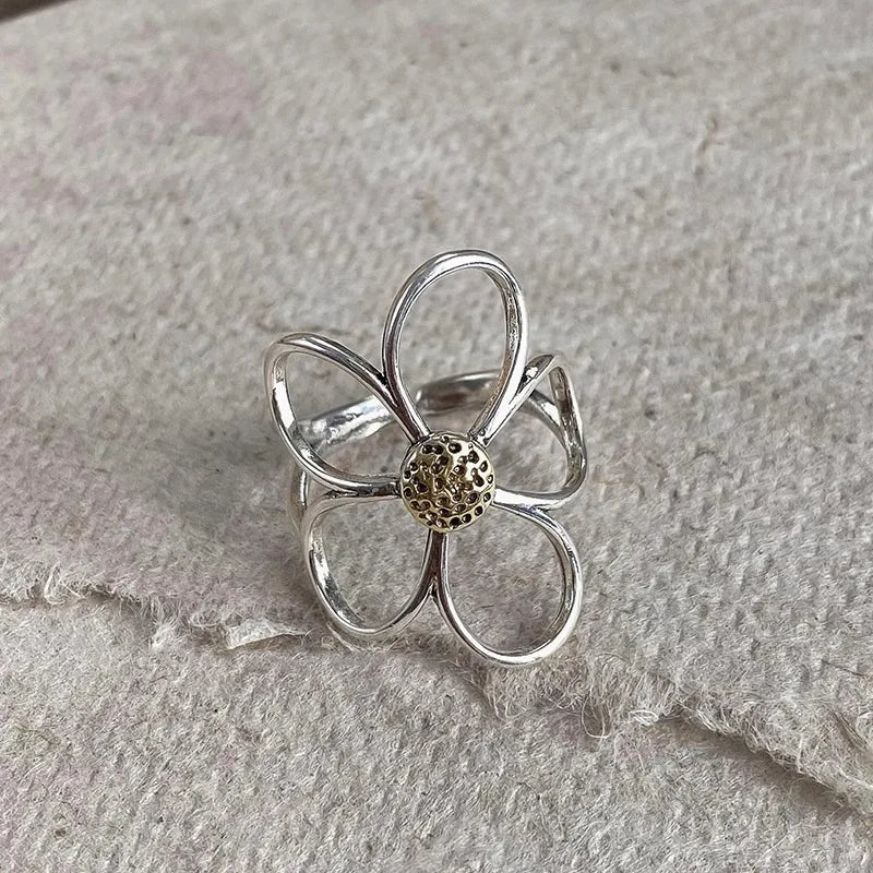 925 Sterling Silver Flower Ring for Women | Hollow Retro Design | Allergy-Free | VENTFILLE Fine Jewelry