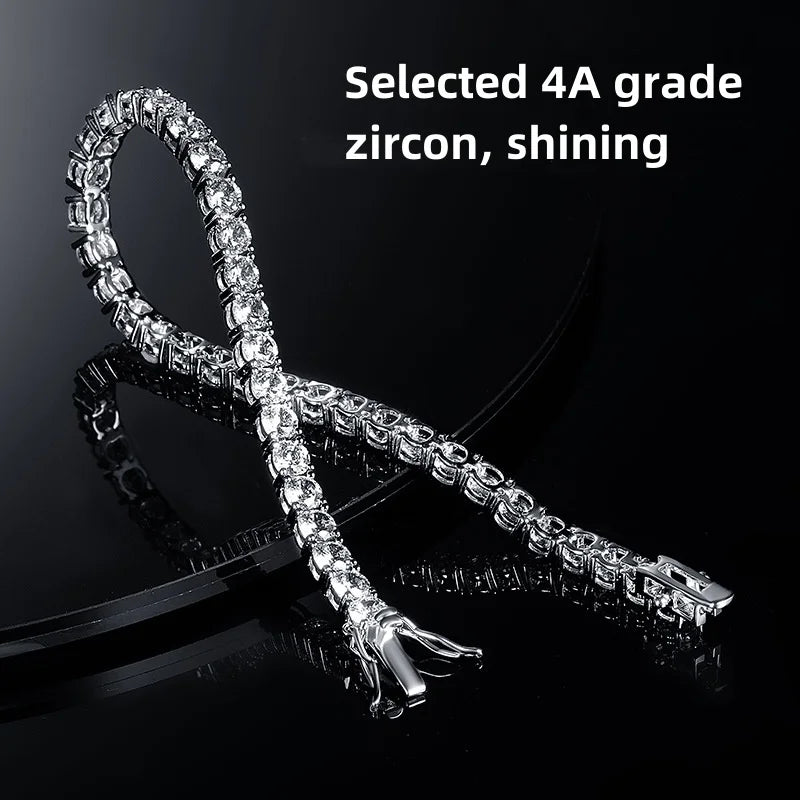 925 Sterling Silver Tennis Bracelet | 18K Gold Plated Zircon | Unisex Luxury Jewelry