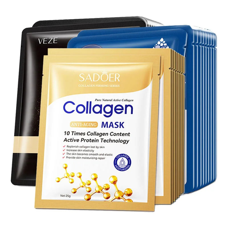 20pcs Hyaluronic Acid Collagen Face Mask skincare Moisturizing Firming Hydrating Facial Masks Sheet Mask Korean Skin Care Nanasbeautyholic