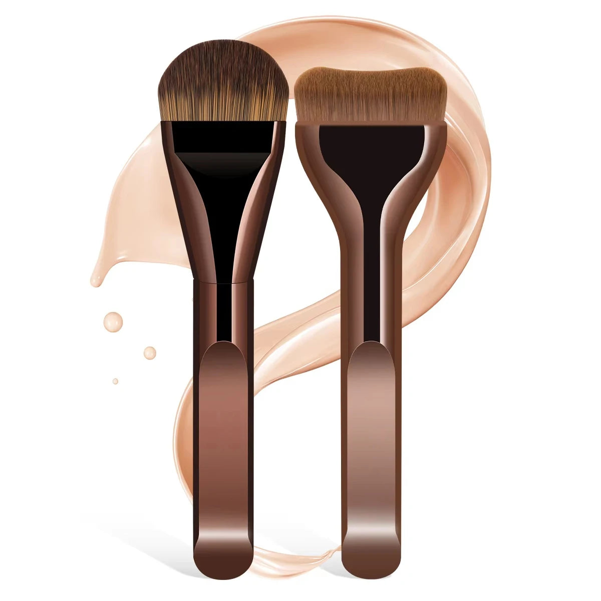 MAANGE 2pcs Foundation Makeup Brushes Set Ultra Thin Top Mask Brush For Liquid Cream Cosmetics Blending Beauty Tool Premium Gift Nanasbeautyholic