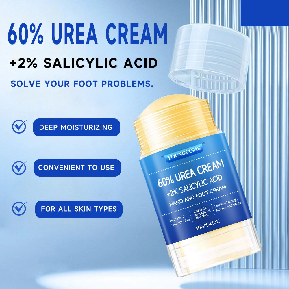 YOUNGCOME 60% Urea Foot Cream with 2% Salicylic Acid – Deep Callus Remover & Moisturizer for Dry Cracked Heels