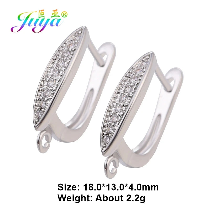 Juya 18K Gold & Silver Plated Earring Hooks – Micro Pave Zircon DIY Jewelry Findings